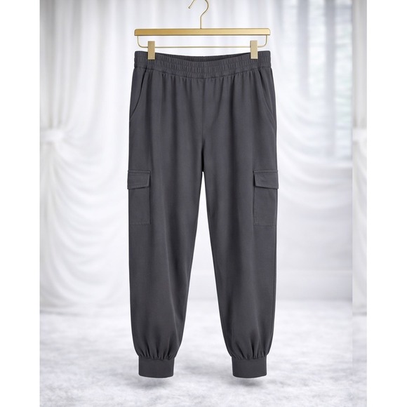 AnyBody Pants - AnyBody Pebble Grey Cozy Knit Cropped Jogger Pant Pockets Pull On Size 1x